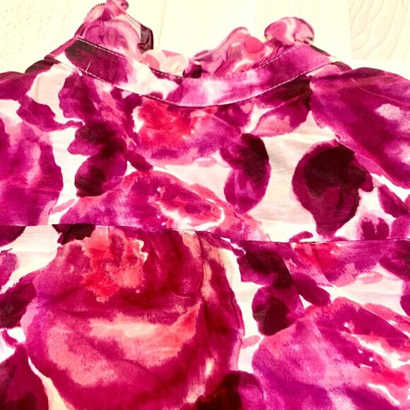 ANNE TAYLOR LOFT - Fairycore Floral Ruffle Silk Sleeveless Blouse XS - Picture 9 of 9